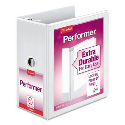 Performer ClearVue Slant-D Ring Binder, 3 Rings, 5″ Capacity, 11 x 8.5, White