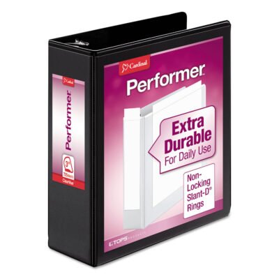 Performer ClearVue Slant-D Ring Binder, 3 Rings, 3″ Capacity, 11 x 8.5, Black