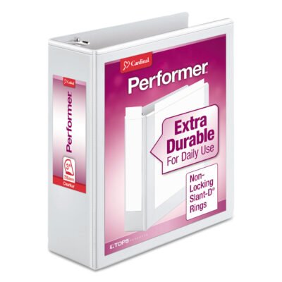 Performer ClearVue Slant-D Ring Binder, 3 Rings, 3″ Capacity, 11 x 8.5, White