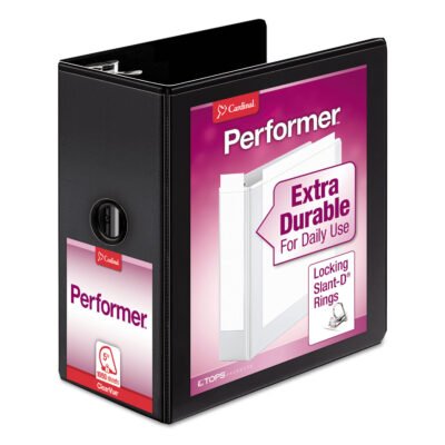 Performer ClearVue Slant-D Ring Binder, 3 Rings, 5″ Capacity, 11 x 8.5, Black