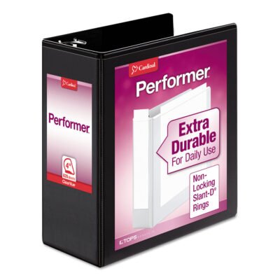 Performer ClearVue Slant-D Ring Binder, 3 Rings, 4″ Capacity, 11 x 8.5, Black