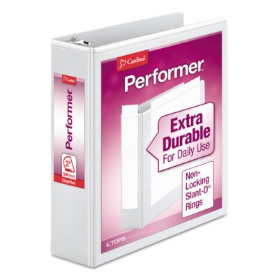Performer ClearVue Slant-D Ring Binder, 3 Rings, 2″ Capacity, 11 x 8.5, White