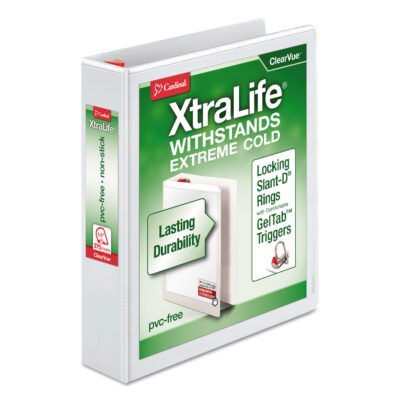 XtraLife ClearVue Non-Stick Locking Slant-D Ring Binder, 3 Rings, 1.5″ Capacity, 11 x 8.5, White