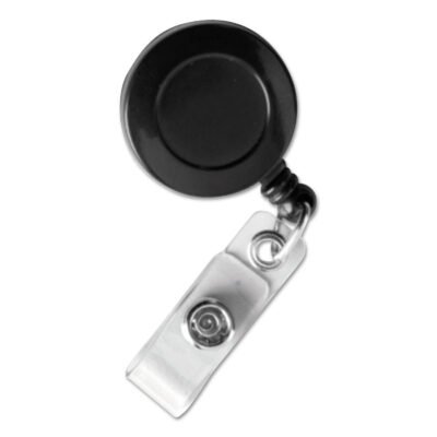 ID Slide-Style Belt Clip Card Reels, 30″ Extension, Black, 25/Pack