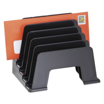 Recycled Plastic Incline Sorter, 5 Sections, DL to A5 Size Files, 8″ x 5.5″ x 6″, Black