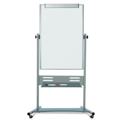 Revolver Easel, 35.4 x 47.2, 80″ Tall Easel, Vertical Orientation, White Surface, Silver Aluminum Frame