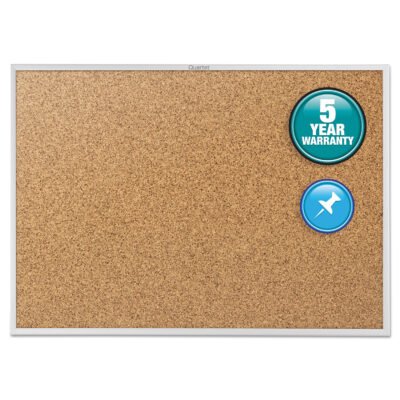 Classic Series Cork Bulletin Board, 36 x 24, Natural Surface, Silver Anodized Aluminum Frame