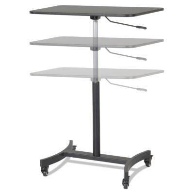 DC500 High Rise Collection Mobile Adjustable Standing Desk, 30.75″ x 22″ x 29″ to 44″, Black