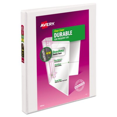 Durable View Binder with DuraHinge and Slant Rings, 3 Rings, 0.5″ Capacity, 11 x 8.5, White