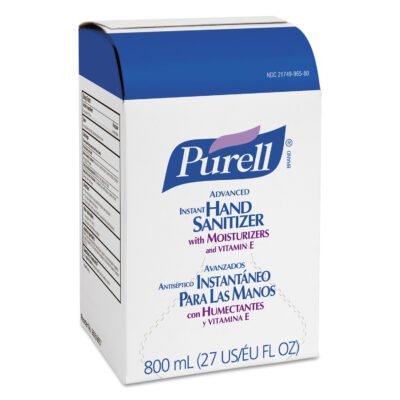 Advanced Gel Hand Sanitizer, Bag-in-Box, 800 mL Refill, Unscented, 12/Carton