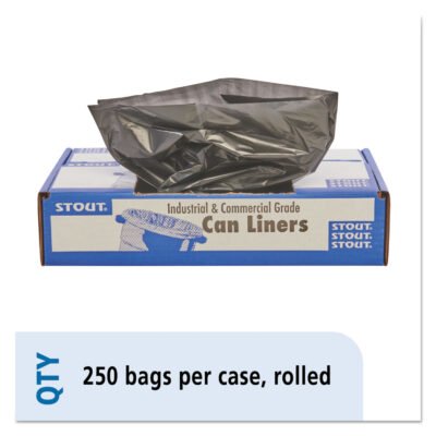 Total Recycled Content Plastic Trash Bags, 10 gal, 1 mil, 24″ x 24″, Brown/Black, 250/Carton