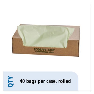 EcoSafe-6400 Bags, 48 gal, 0.85 mil, 42″ x 48″, Green, 40/Box