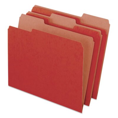 Earthwise by Pendaflex 100% Recycled Colored File Folders, 1/3-Cut Tabs: Assorted, Letter Size, 0.5″ Expansion, Red, 100/Box