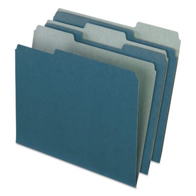 Earthwise by Pendaflex 100% Recycled Colored File Folders, 1/3-Cut Tabs: Assorted, Letter Size, 0.5″ Expansion, Blue, 100/Box