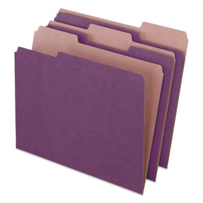 Earthwise by Pendaflex 100% Recycled Colored File Folders, 1/3-Cut Tabs: Assorted, Letter, 0.5″ Expansion, Violet, 100/Box