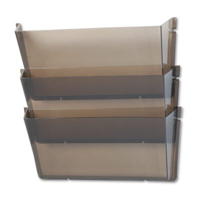 Unbreakable DocuPocket Wall File, 3 Sections, Letter Size, 14.5″ x 3″ x 6.5″, Smoke, 3/Pack