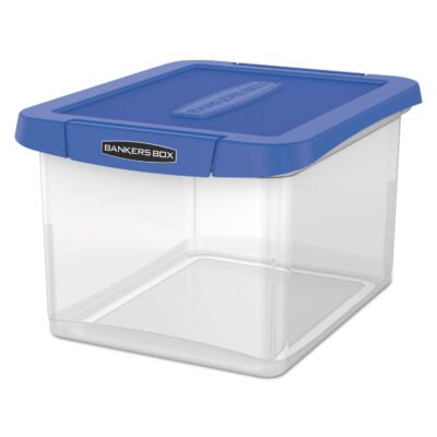 Heavy Duty Plastic File Storage, Letter/Legal Files, 14″ x 17.38″ x 10.5″, Clear/Blue