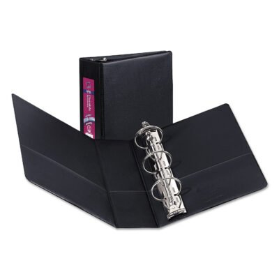 Mini Size Durable Non-View Binder with Round Rings, 3 Rings, 2″ Capacity, 8.5 x 5.5, Black