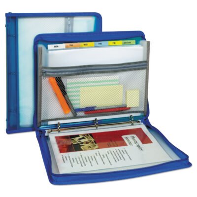 Zippered Binder with Expanding File, 2″ Expansion, 7 Sections, Zipper Closure, 1/6-Cut Tabs, Letter Size, Bright Blue