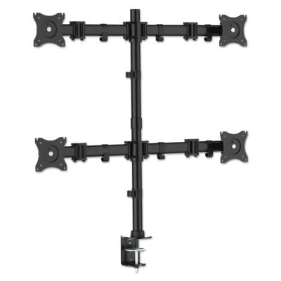 Articulating Quad Monitor Arms, For 13″ to 27″ Monitors, 360 deg Rotation, 45 deg Tilt, 180 deg Pan, Black, Supports 18 lb