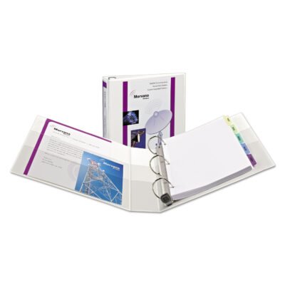 Heavy-Duty View Binder with DuraHinge, One Touch EZD Rings/Extra-Wide Cover, 3 Ring, 1.5″ Capacity, 11 x 8.5, White, (1319)