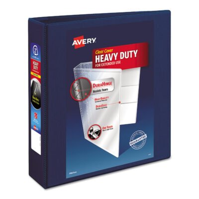 Heavy-Duty View Binder with DuraHinge and One Touch EZD Rings, 3 Rings, 2″ Capacity, 11 x 8.5, Navy Blue