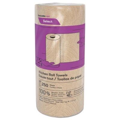 Select Kitchen Roll Towels, 2-Ply, 11″ x 166.6 ft, Natural, 250/Roll, 12/Carton