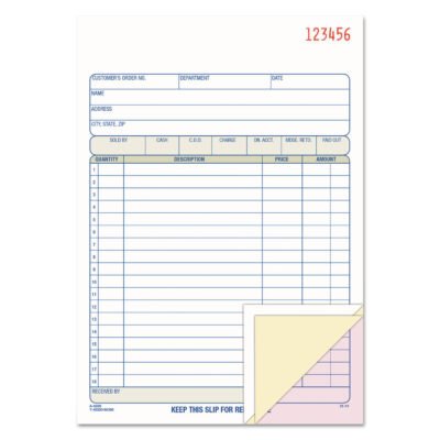 2-Part Sales Book, 18 Lines, Two-Part Carbon, 7.94 x 5.56, 50 Forms Total