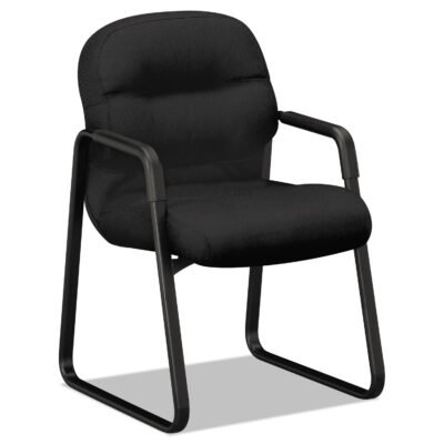 Pillow-Soft 2090 Series Guest Arm Chair, Fabric Upholstery, 23.25″ x 28″ x 36″, Black Seat, Black Back, Black Base