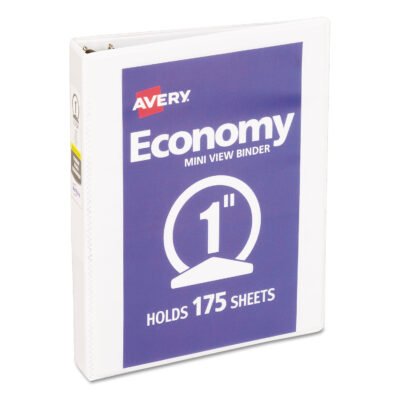 Economy View Binder with Round Rings , 3 Rings, 1″ Capacity, 8.5 x 5.5, White, (5806)