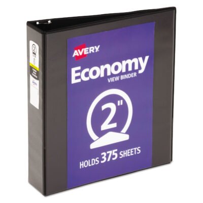 Economy View Binder with Round Rings , 3 Rings, 2″ Capacity, 11 x 8.5, Black, (5730)