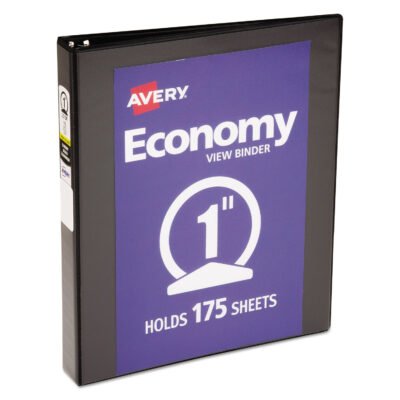 Economy View Binder with Round Rings , 3 Rings, 1″ Capacity, 11 x 8.5, Black, (5710)