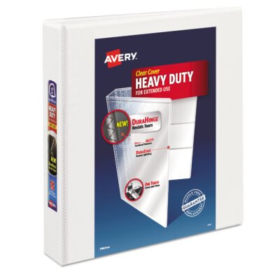 Heavy-Duty View Binder with DuraHinge and One Touch EZD Rings, 3 Rings, 1.5″ Capacity, 11 x 8.5, White