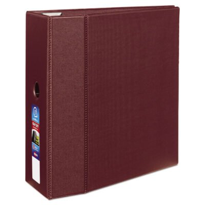 Heavy-Duty Non-View Binder with DuraHinge, Three Locking One Touch EZD Rings and Thumb Notch, 5″ Capacity, 11 x 8.5, Maroon