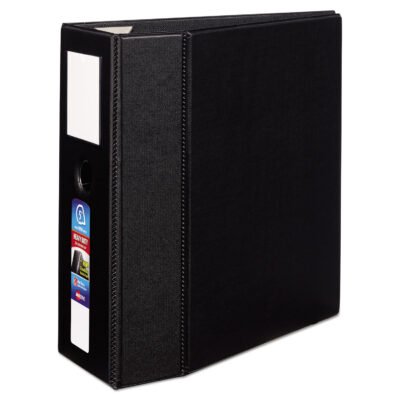 Heavy-Duty Non-View Binder, DuraHinge, Three Locking One Touch EZD Rings, Spine Label, Thumb Notch, 5″ Cap, 11 x 8.5, Black