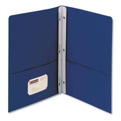 2-Pocket Folder with Tang Fastener, 0.5″ Capacity, 11 x 8.5, Dark Blue, 25/Box