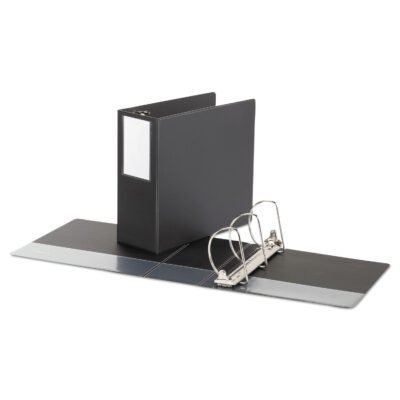 Deluxe Non-View D-Ring Binder with Label Holder, 3 Rings, 5″ Capacity, 11 x 8.5, Black