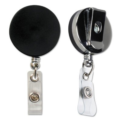 Heavy Duty ID Card Reel, 30″ Extension, Black/Chrome