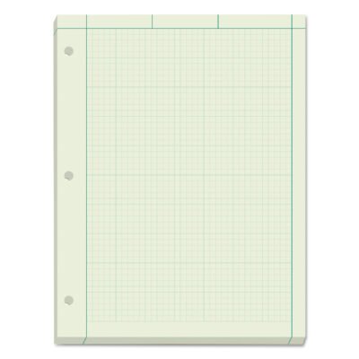 Engineering Computation Pads, Cross-Section Quadrille Rule (5 sq/in, 1 sq/in), Green Cover, 200 Green-Tint 8.5 x 11 Sheets