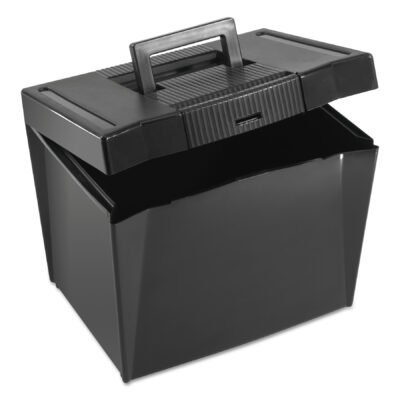 Portable Letter Size File Box, Letter Files, 13.5″ x 10.25″ x 10.88″, Black