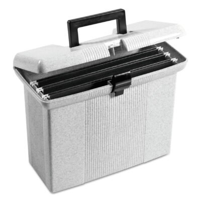Portable File Boxes, Letter Files, 14.88″ x 6.5″ x 11.88″, Granite