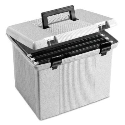 Portable File Boxes, Letter Files, 13.88″ x 14″ x 11.13″, Granite