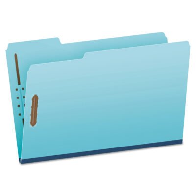 Heavy-Duty Pressboard Folders with Embossed Fasteners, 1/3-Cut Tabs, 1″ Expansion, 2 Fasteners, Legal Size, Blue, 25/Box