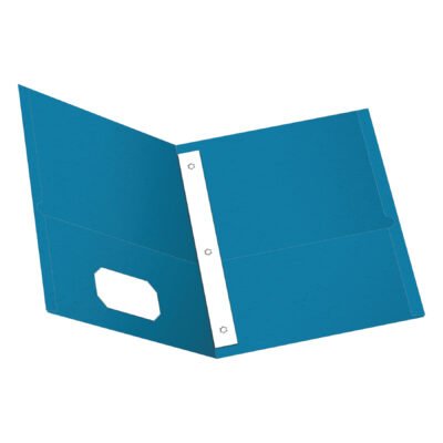 Twin-Pocket Folders with 3 Fasteners, 0.5″ Capacity, 11 x 8.5, Light Blue, 25/Box