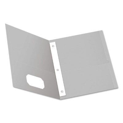 Twin-Pocket Folders with 3 Fasteners, 0.5″ Capacity, 11 x 8.5, Gray, 25/Box