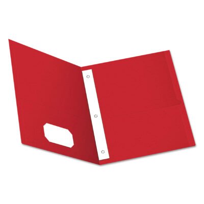 Twin-Pocket Folders with 3 Fasteners, 0.5″ Capacity, 11 x 8.5, Red, 25/Box