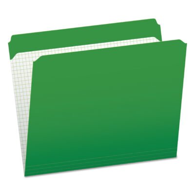 Double-Ply Reinforced Top Tab Colored File Folders, Straight Tabs, Letter Size, 0.75″ Expansion, Bright Green, 100/Box