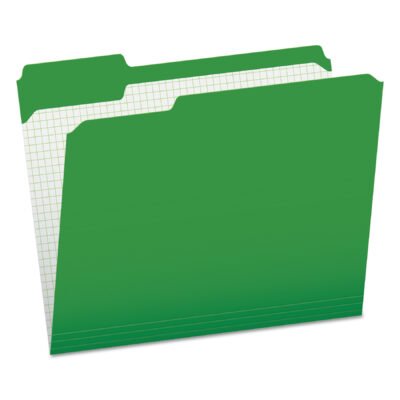 Double-Ply Reinforced Top Tab Colored File Folders, 1/3-Cut Tabs: Assorted, Letter, 0.75″ Expansion, Bright Green, 100/Box