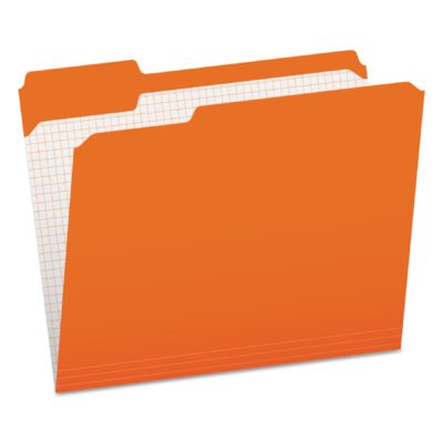 Double-Ply Reinforced Top Tab Colored File Folders, 1/3-Cut Tabs: Assorted, Letter Size, 0.75″ Expansion, Orange, 100/Box