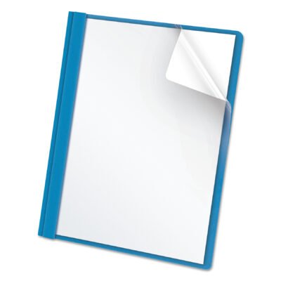 Clear Front Standard Grade Report Cover, Three-Prong Fastener, 0.5″ Capacity, 8.5 x 11, Clear/Light Blue, 25/Box